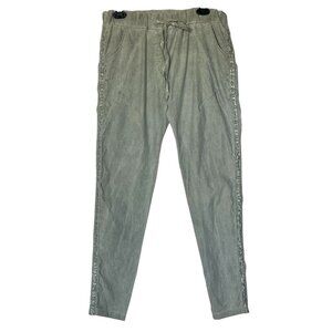 Venti6 Gray Khaki Corduroy Stripe Drawstring Stretch Joggers Pants - Italy